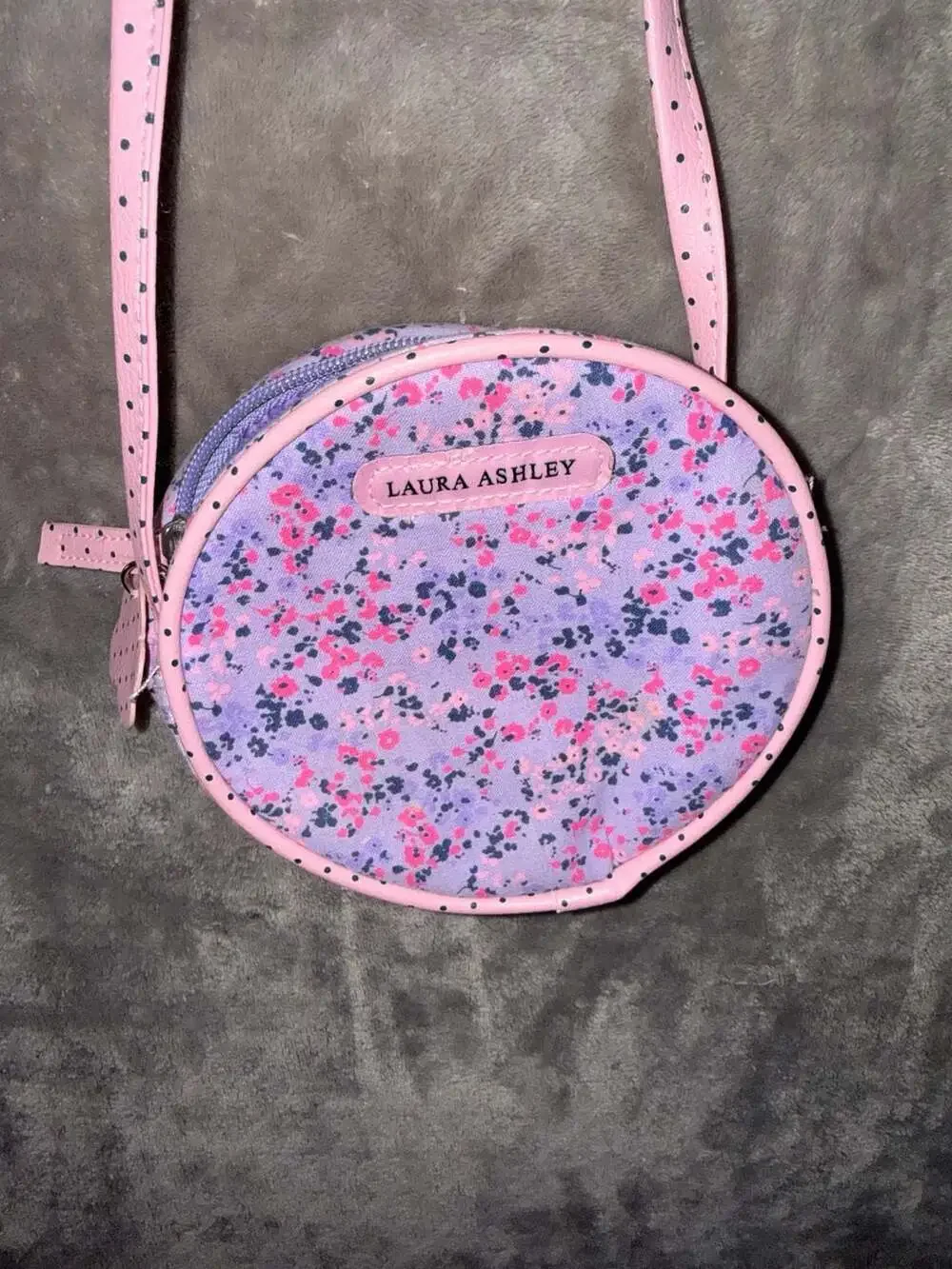 Laura Ashley Floral Smiley Face Round Crossbody Bag